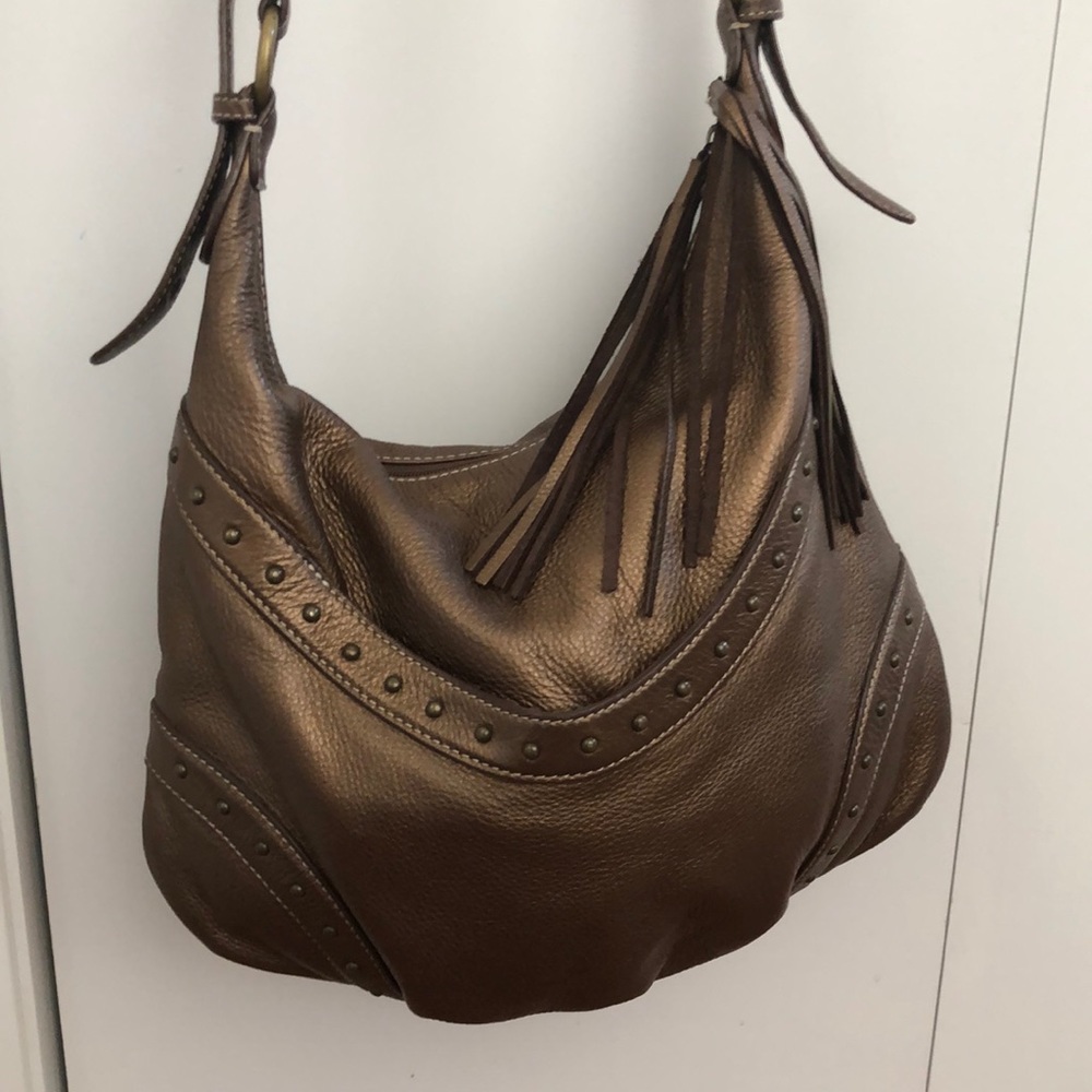 Bronze Metallic Leather Boho Bag
